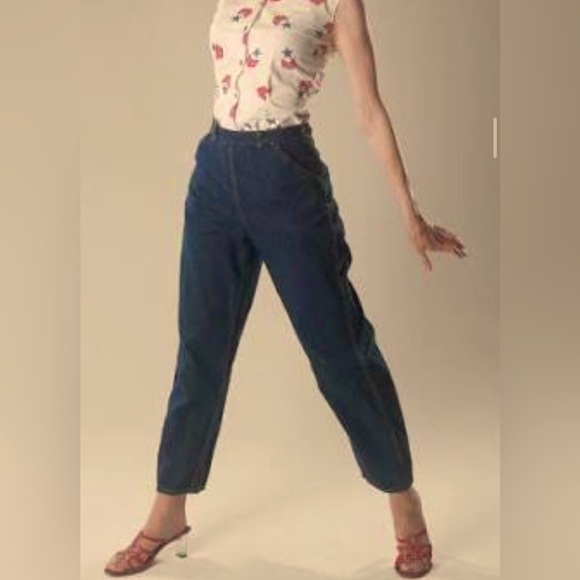 Dark Blue Vintage Retro Denim Jeans - Picture 2 of 16